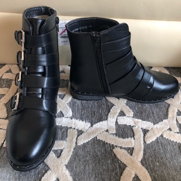 SIZE 6 NEW BLACK BOOTS WITH BUCKLES - Picture 7 of 9